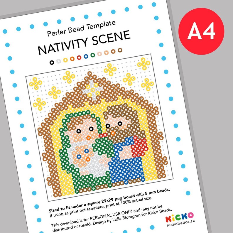 Peut inclure: Un mod&egrave;le imprimable pour un bricolage de sc&egrave;ne de la Nativit&eacute; avec des perles Perler. Le mod&egrave;le montre une maison jaune, brune et verte avec une &eacute;toile au sommet. &Agrave; l'int&eacute;rieur de la maison se trouvent trois personnages&nbsp;: Marie, Joseph et l'enfant J&eacute;sus. Le mod&egrave;le est dimensionn&eacute; pour s'adapter &agrave; une planche &agrave; clous de 29x29 avec des perles de 5 mm.