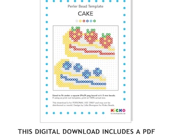 CAKE Strawberry Blueberry Kids Crafts Perler Beads Template Fuse