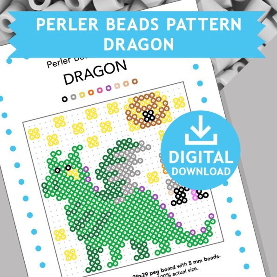 DRAGON Fairy Tales Decoration Hama Fuse Beads Pyssla Treasure Templates ...