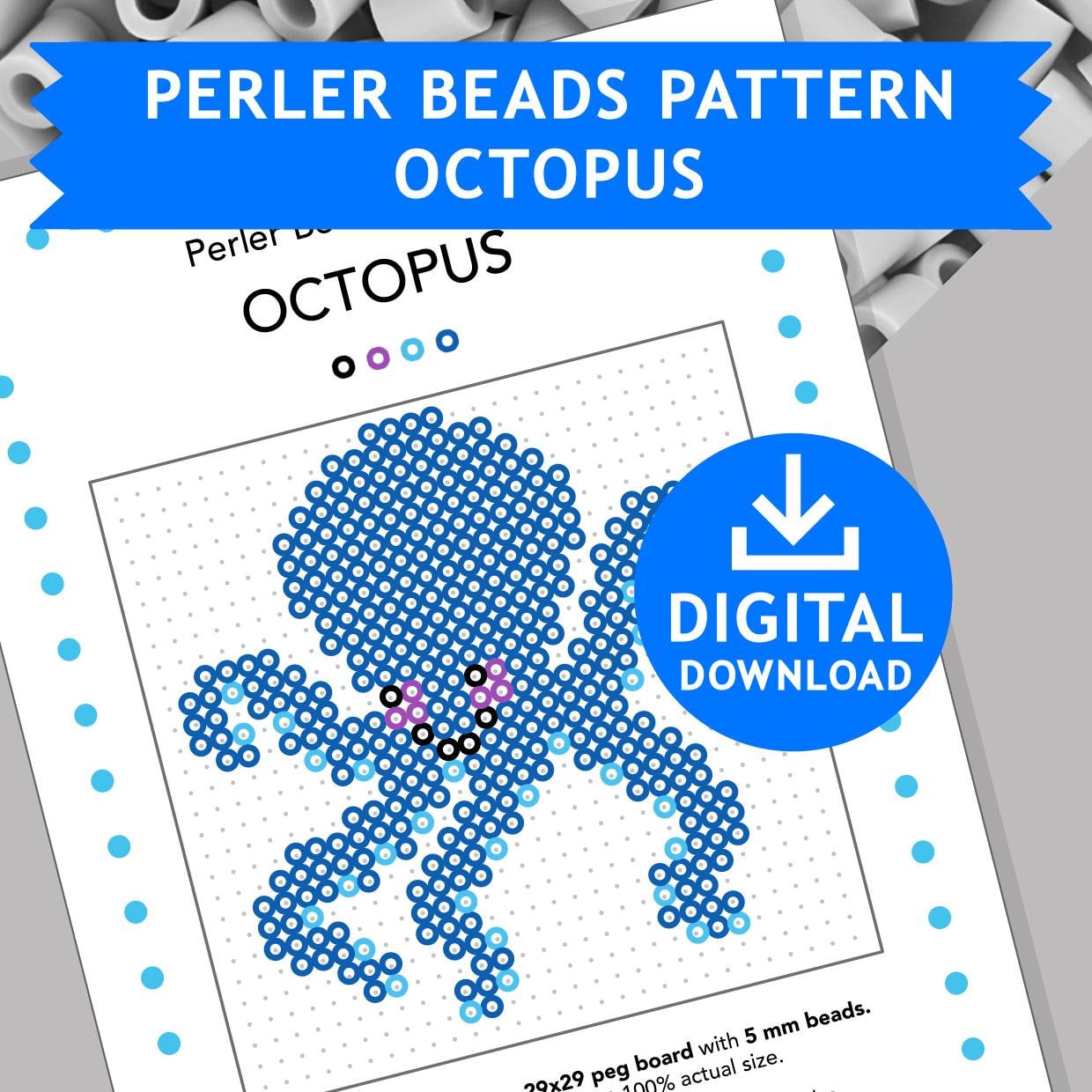 Octopus Perler Beads Pattern: Kids Craft Template (digital