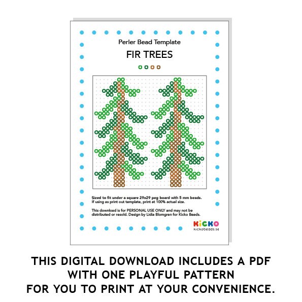 FIR TREES Decoration Hama Fuse Beads Pyssla Forest Templates Tutorial ...