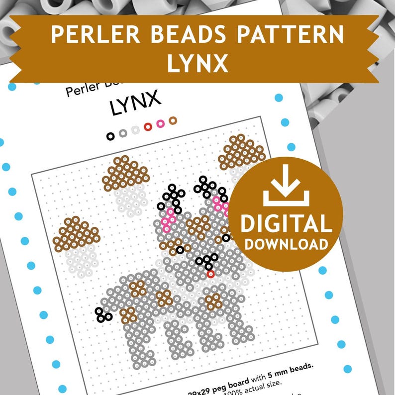 LYNX Perler Bead Pattern: Woodland Animal Craft (digital Download) - Etsy