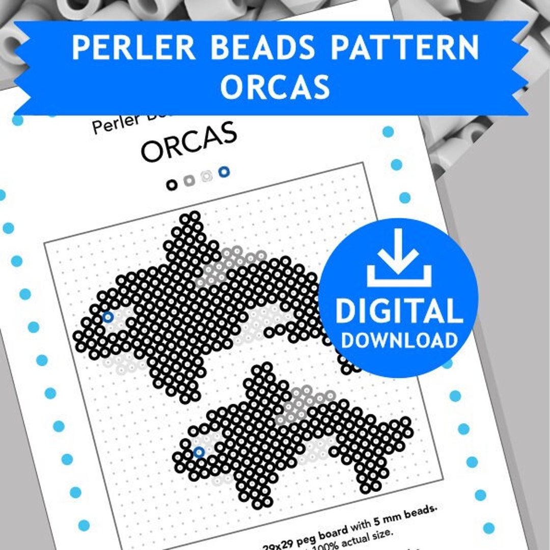 ORCAS Perler Patterns, Sea Ocean Fish Hama Fuse Beads Pyssla Nabbi
