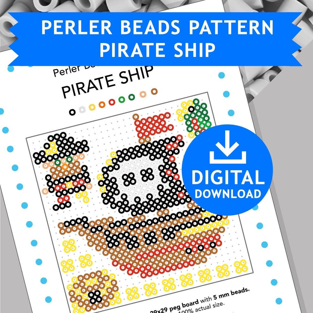 PIRATE SHIP, Fuse Beads Melting Beads Pattern Pyssla Present