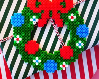 CHRISTMAS WREATH X-mas Decoration Hama Fuse Beads Pyssla Present