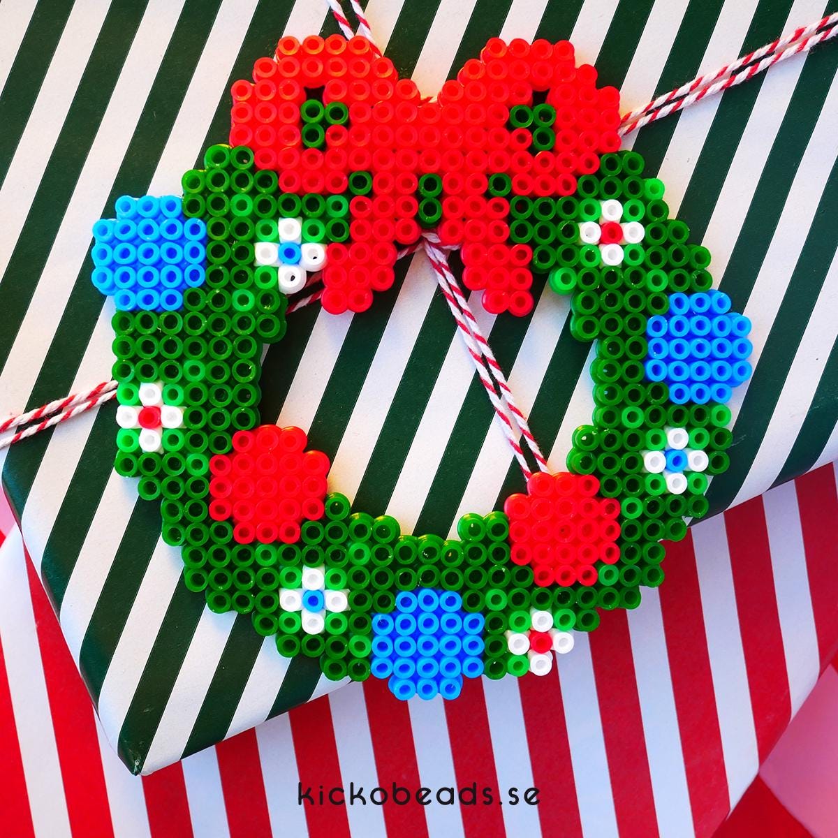 CHRISTMAS WREATH X-mas Decoration Hama Fuse Beads Pyssla Present