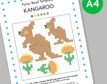 KANGAROO Decoration Hama Fuse Beads Pyssla Forest Templates - Main Image
