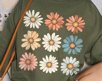 Daisy Flowers PNG, Retro Floral png, flower sublimation png, boho flowers png, floral shirt design png, daisy png, retro flower saying png