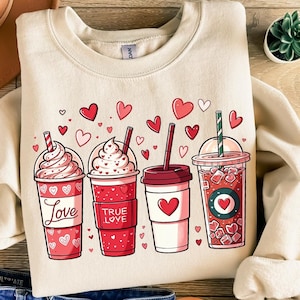 Valentine Coffee lover PNG, latte iced coffee png, digital download, Love Sublimation design, hand drawn, Valentine Drinks Png, XOXO Png