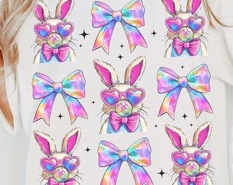 Retro Easter Bunny Coquette PNG, Happy Easter Png, Pink Easter Bow Png, Retro Checkered Easter Png, Floral Spring Png, Girls Pink Easter Png