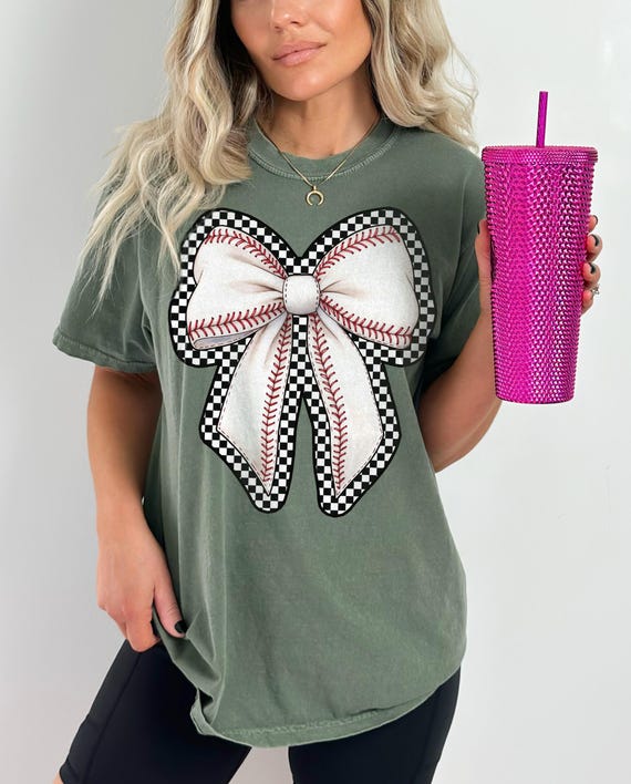 Checkered Baseball Bow Png, Retro Bow Baseball Sublimation, Vintage Coquette Baseball Shirt Design, Mama Png Download, Game Day Baseball Png