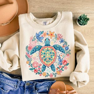 Sea Turtle PNG, Nautical Sublimation Designs, Fisherman Aesthetic Png, Beach Png, Instant DIGITAL Download, Turtle Png, Boho Floral Turtle