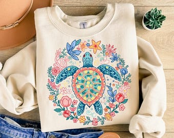 Sea Turtle PNG, Nautical Sublimation Designs, Fisherman Aesthetic Png, Beach Png, Instant DIGITAL Download, Turtle Png, Boho Floral Turtle
