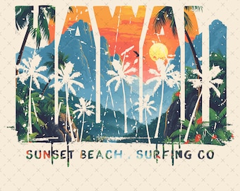 Hawaii Design PNG SVG| Instant download | Sublimation design | Summer shirt png | Beach shirt design | Retro summer png | Vintage Summer Png