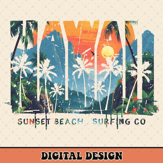 Hawaii Design PNG SVG| Instant download | Sublimation design | Summer shirt png | Beach shirt design | Retro summer png | Vintage Summer Png