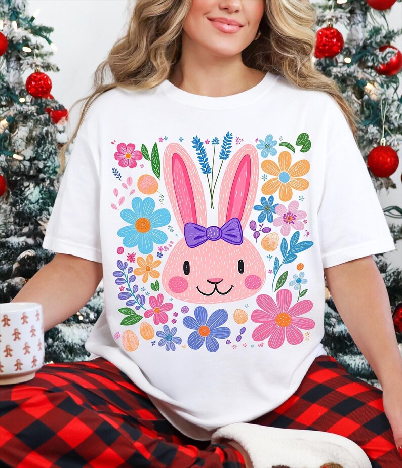 Boho Easter Bunny Png, Chillin’ with my peeps png, Retro Floral Easter Png, Bunny Coquette Png, Happy Easter Png, Coquette Easter Png image 1