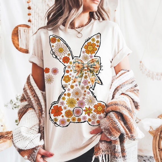Boho Easter PNG, Spring Floral Chinoiserie Bunny Png, Grand Millennial Easter Png, flower Easter Rabbit Png, Easter Coquette Png, Girly png