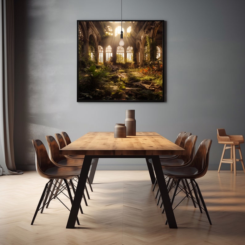 Printable Wall Art of the Lost Place 1 in Golden and Green, Digital