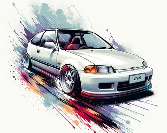 Honda Civic EG, JDM, Digital Art, Mockups, Digital Download, PNG, Stickers, T-Shirt Printing