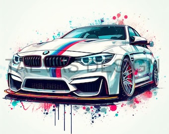 BMW 3 Series M3, Digital Art, Mockups, Digital Download, PNG, Sticker, T-Shirt Print