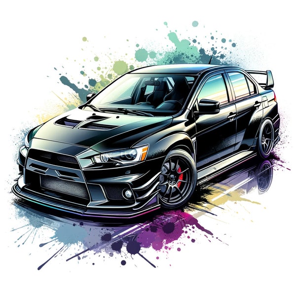 Mitsubishi Lancer EVO 10, Digital Art, Mockups, Digital Download, PNG, Sticker, T-Shirt Print