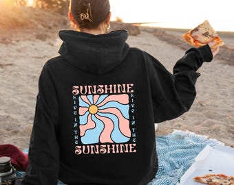 Beach Day Essential Hoodie | Positive Nachricht Unisex Hoodie, übergroßer gemütlicher Boho Sun Grafik Pullover, Strandtag Hoodie,