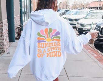 Felpa con cappuccio Boho Beach / Felpa con cappuccio oversize comoda, stampa grafica retrò con sole, felpa con cappuccio per la giornata in spiaggia, regalo per gli amanti dell'estate