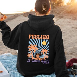 Ocean Vibes Hoodie | Oversized Boho Palm Tree Graphic Hoodie, Funny Unisex Hoodie For Salty Souls, Perfect Gift for Beach Lovers