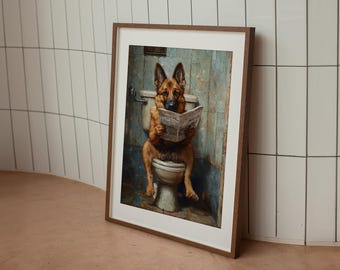 Berner Sennenhund auf Toilette, Lustige Badezimmer Poster, Wash Your Paws, Digital Download, Bernersennen Hund, Geschenk Hundebesitzer