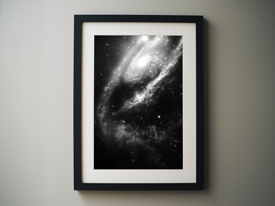 Black and White Astronomy Print, Milky Way Galaxy Wall Art, Outer Space ...