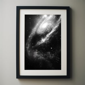 Black and White Astronomy Print, Milky Way Galaxy Wall Art, Outer Space Posters, Printable Space Wall Art, Night Sky Print, Solar System