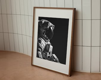 Black and White Astronaut Print, Space Posters, Space Lovers Wall Art, Rocket Launch, Astronaut Art, Space Shuttle, Astronomy Gifts for him