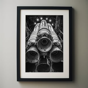 Rocket Engine, Space Shuttle Poster, Space Lovers, Rocket Wall Art, Rocket Launch, Black and White Photography, Astronaut Art, Rocket Print