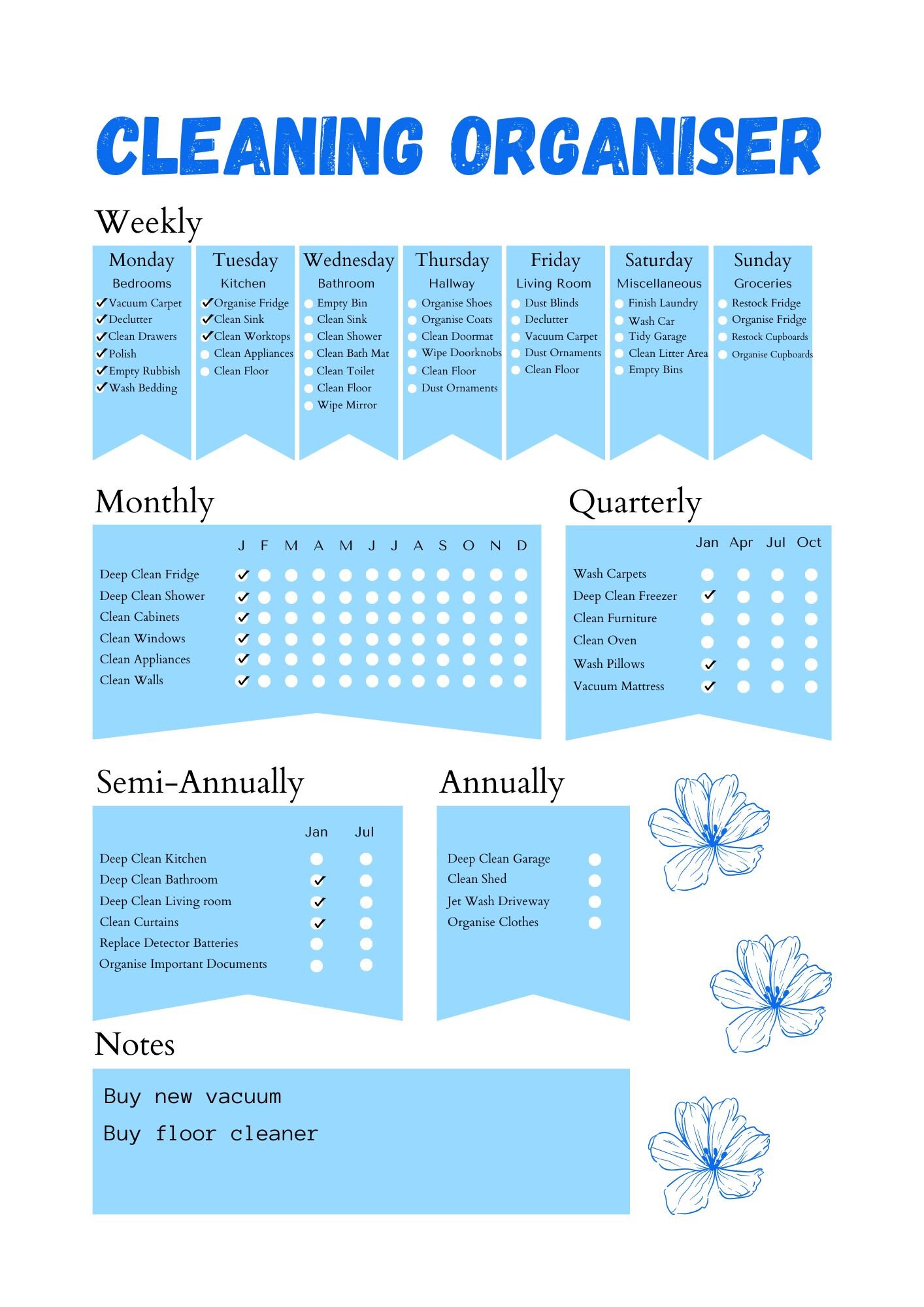 PRINTABLE PDF Cleaning Organiser Digital Download - Etsy