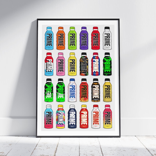 Prime Drink Poster Hydration Energy | Gift Present Birthday Wall Art Bedroom Office Display Kids Games Room