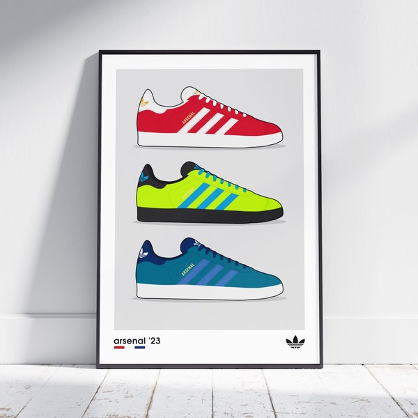 Arsenal 2023 Gazelle Trainer Sneaker Shoe Print | Gift Present Birthday Wall Art Bedroom Office Display Poster Printed