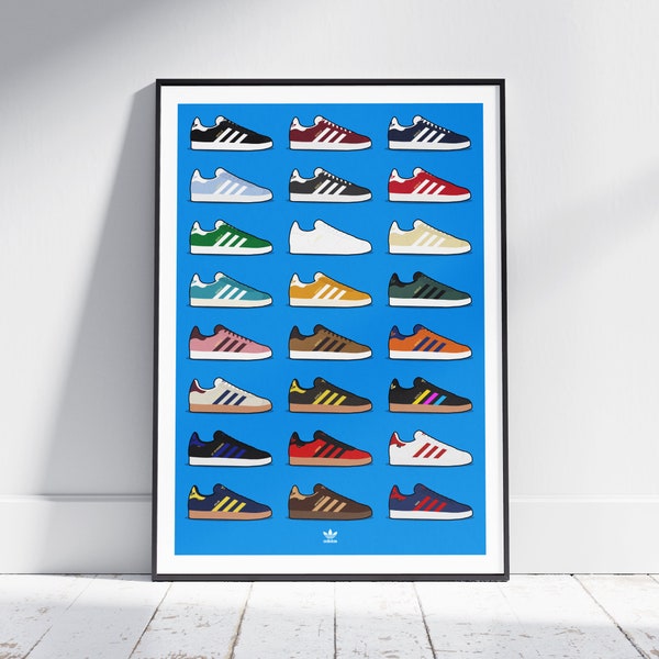 Adidas Gazelle Trainer Zapatilla Zapato Impresión / Regalo Regalo Cumpleaños Pared Arte Dormitorio Oficina Display Cartel Impreso