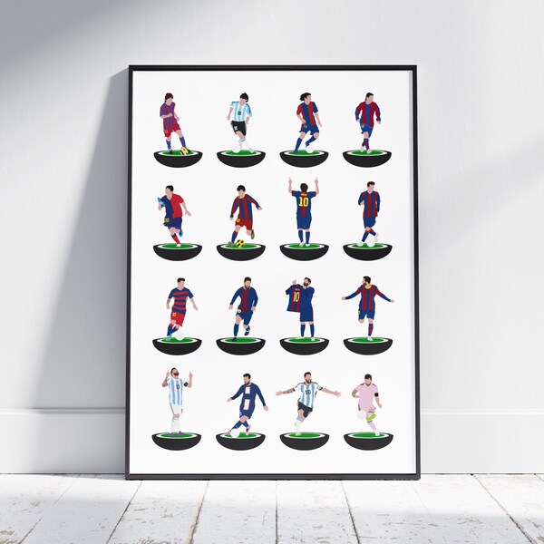 Lionel Messi Football Print Career Timeline | Legend Icon | Gift Present Birthday Wall Art Bedroom Office Display Poster Printed
