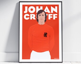 Johan Cruyff Football Player Print | Holland Netherlands | Gift Present Birthday Wall Art Bedroom Office Display Poster