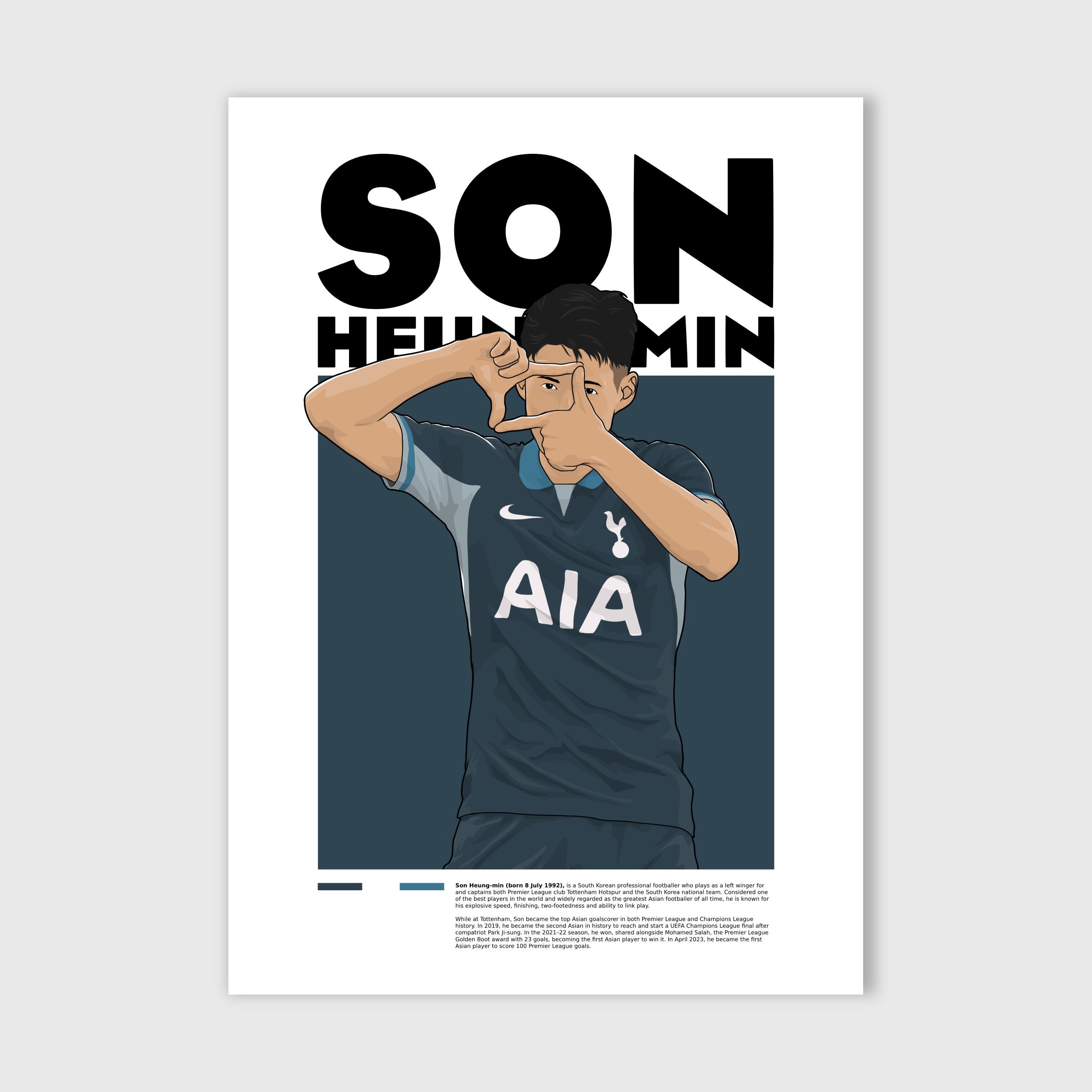 Printable Son Heung-min Autograph Poster, Digital Download Tottenham Star Signed Print, Football Wall Art, South Korean Sonaldo Soccer Gift