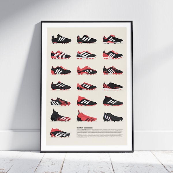 Adidas Predator bota de fútbol imprimir línea de tiempo / regalo presente cumpleaños pared arte dormitorio oficina exhibición cartel impreso