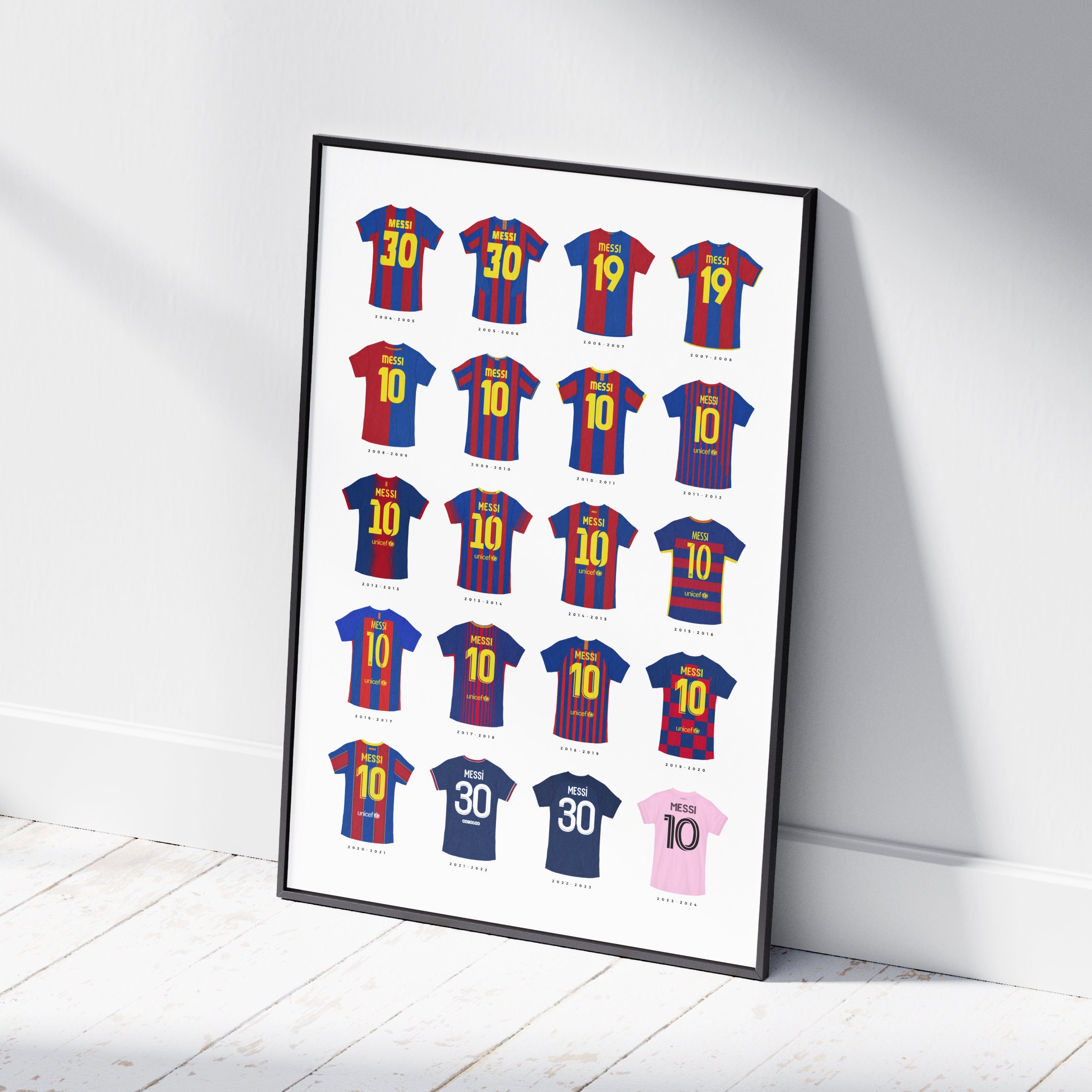 Lionel Messi Football Shirt Print Career Timeline Legend - Etsy