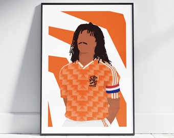 Ruud Gullit Football Player Print | Holland Netherlands | Gift Present Birthday Wall Art Bedroom Office Display Poster