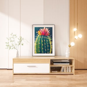 set 2 printable oil paintings of a cactus and flower       download and print easy and cheap wallart