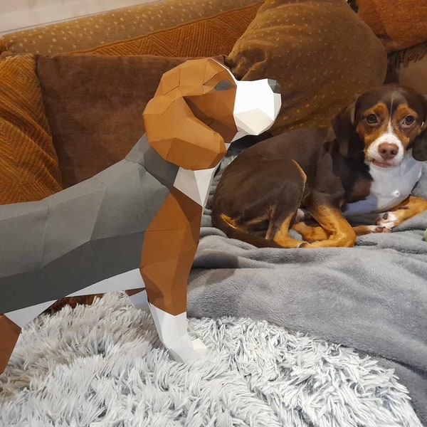 Kit de construction 3D : Adorable Beagle en papier à créer