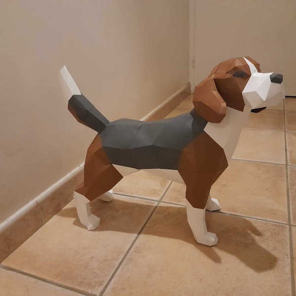 Patron Papercraft Beagle 3D pour Cricut et Machines de Découpe - Créez votre propre Beagle en papier pdf et svg