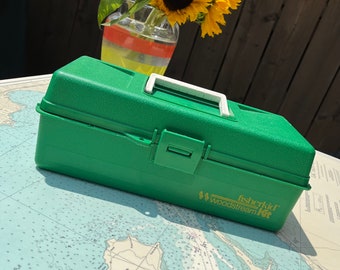 Vintage Green Fisherkid Woodstream Tackle Box Kit 