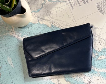 Vintage 80s Navy Vinyl Angular Purse