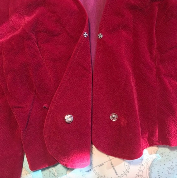 Vintage Raspberry Suede Cropped Jacket - image 5