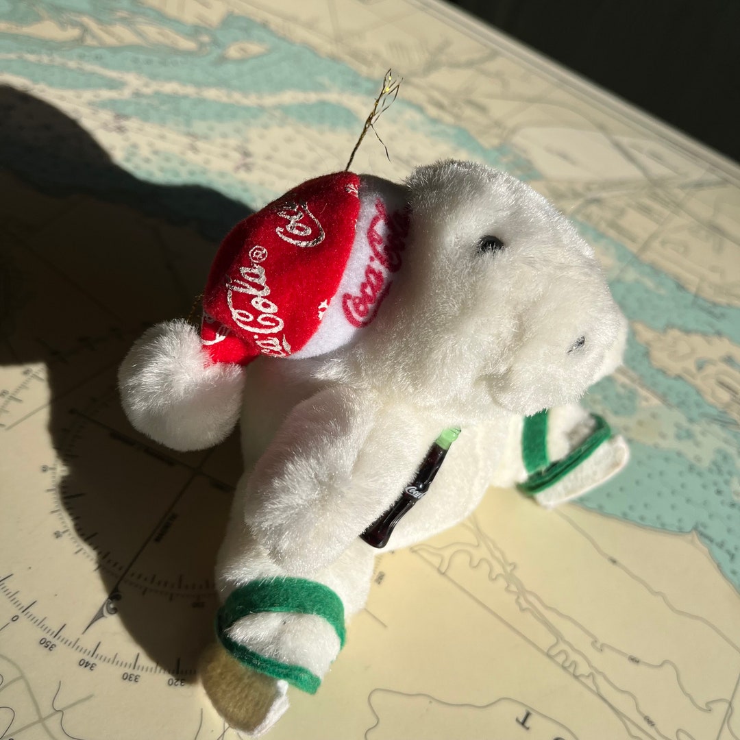 Vintage 1998 Cocacola Polar Bear Skating Plush Ornament Etsy
